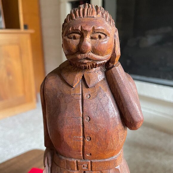 Vintage Wood Carved Man Figure Farmer Peasant Primitive Rustic Folk Art - Picture 6 of 10